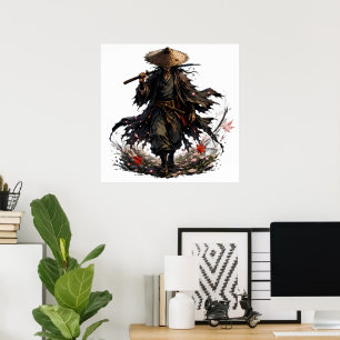 Mystic Wandering Ronin Mok Samurai-krijger in Ba Poster