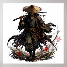 Mystic Wandering Ronin Mok | Samurai-krijger in Ba Poster