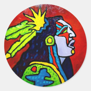 Mystic Warrior # 1 van Piliero Ronde Sticker