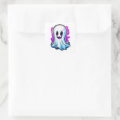 Mystic Whispers, Leuke Halloween Ghost Vierkante Sticker (Tas)