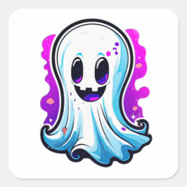 Mystic Whispers, Leuke Halloween Ghost Vierkante Sticker