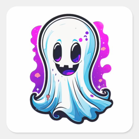 Mystic Whispers, Leuke Halloween Ghost Vierkante Sticker (Voorkant)