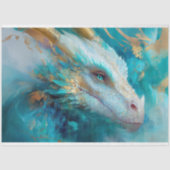 Mystic White Blauwgroen Dragon Decoupage Tissuepapier (Voorkant)