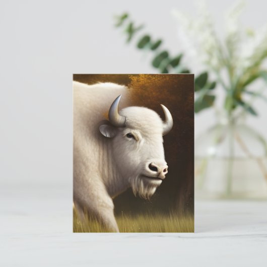 Mystic White Buffalo Digital Art Briefkaart (Staand voorkant)