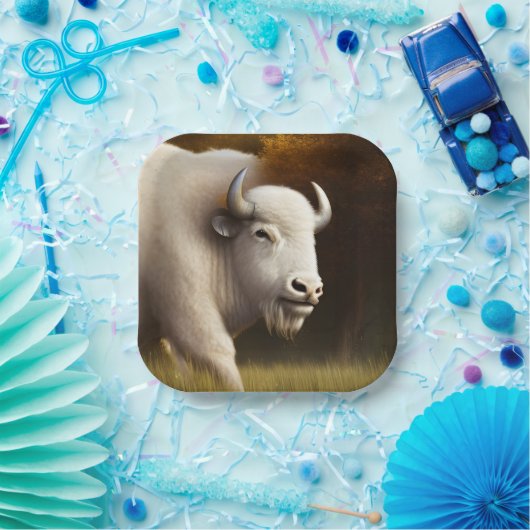 Mystic White Buffalo Digital Art Papieren Bordje (Feest)
