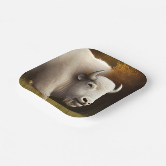 Mystic White Buffalo Digital Art Papieren Bordje (Gebogen)