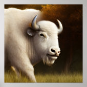 Mystic White Buffalo Digital Art Poster (Voorkant)