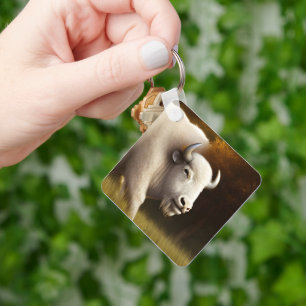 Mystic White Buffalo Digital Art Sleutelhanger