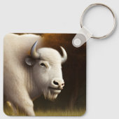 Mystic White Buffalo Digital Art Sleutelhanger (Achterkant)