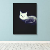 Mystic White Kitten Canvas Muurkunst-Blauwogige ka (Insitu (Houten vloer))