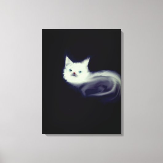 Mystic White Kitten Canvas Muurkunst-Blauwogige ka (Voorkant)