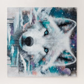 Mystic White Wolf in Frozen Galaxy Legpuzzel (Horizontaal)