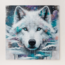Mystic White Wolf in Frozen Galaxy Legpuzzel