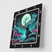 Mystic Wilderness Deer Vierkante Klok (Hoek)