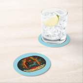 Mystic Winter Stag-Blue BG Ronde Kartonnen Onderzetter (Insitu)