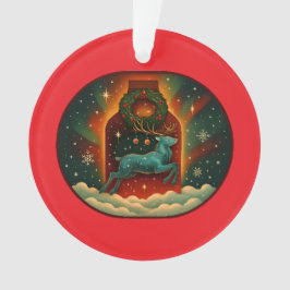 Mystic Winter Stag-Red Ornament