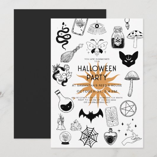 Mystic Witchcraft Halloween Party Kaart (Voorkant / Achterkant)