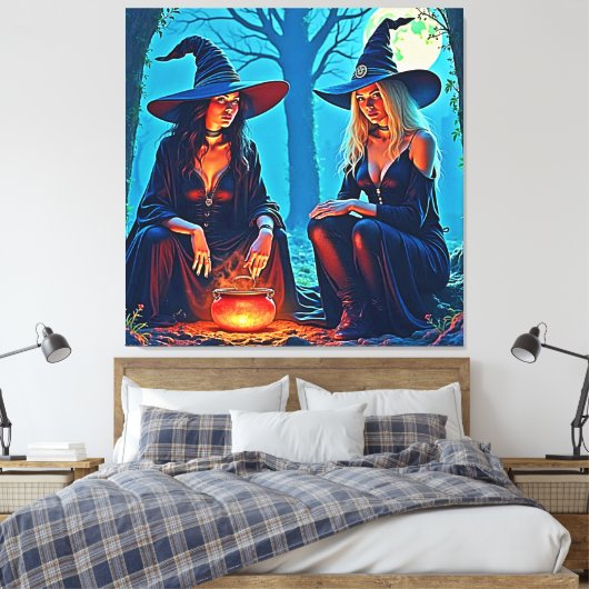 Mystic Witches Cauldron Spellbound Canvas Afdruk (Insitu (Slaapkamer))