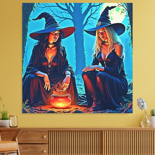 Mystic Witches Cauldron Spellbound Canvas Afdruk (Insitu (Woonkamer))
