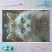 Mystic Witte Kat Dragen Kroon Decoupage Tissuepapier (Craft)