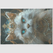 Mystic Witte Kat Dragen Kroon Decoupage Tissuepapier (Voorkant)
