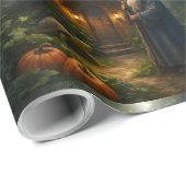 Mystic wizard and glowing pumpkin forest premium m cadeaupapier (Rol Hoek)