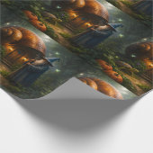 Mystic wizard and glowing pumpkin forest premium m cadeaupapier (Hoek)