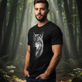 Mystic Wolf Face Heterochromia Eyes Unisex Tee Tri-Blend Shirt