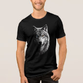 Mystic Wolf Face Heterochromia Eyes Unisex Tee Tri-Blend Shirt (Voorkant)