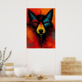 Mystic Wolf Face in Color Fields Expressionist  Poster (Keuken)
