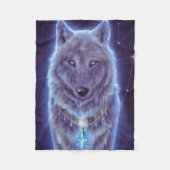 Mystic Wolf Fleece Deken (Voorkant)