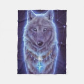 Mystic Wolf Fleece Deken (Voorkant)