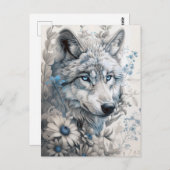 Mystic Wolf Floral Briefkaart (Voorkant / Achterkant)