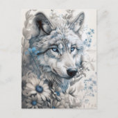Mystic Wolf Floral Briefkaart (Voorkant)