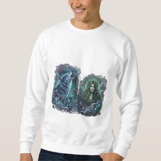 Mystic Wolf & Forest Goddess Kunst Trui (Voorkant)