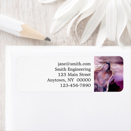 Mystic Wolf Howling bij de maan Etiket (Insitu)