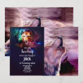 Mystic Wolf Howling bij de maan Kaart (Voorkant / Achterkant)