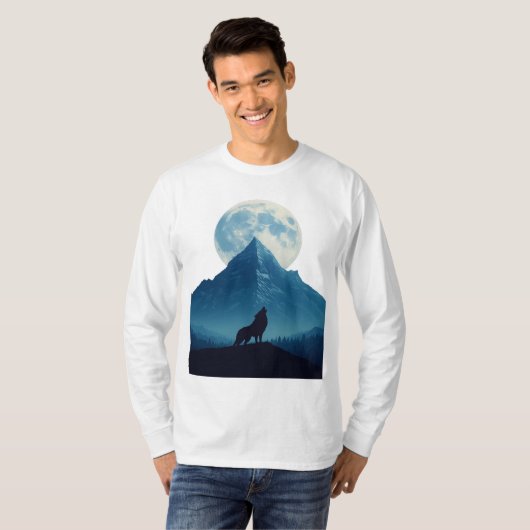 Mystic Wolf Under the Moon – Unisex T-Shirt (Voorkant volledig)