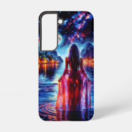 Mystic woman under full moon reflections art samsung galaxy hoesje