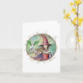 Mystic Wood Halloween Witch Cat Kaart (Gele Bloem)