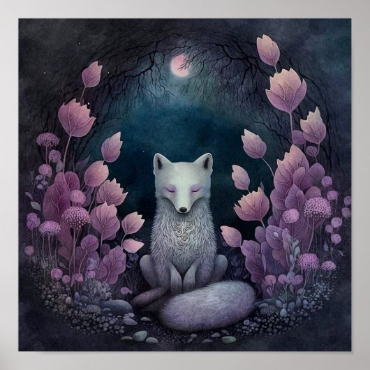 Mystic Woodland Arctic Fox | Fox Wall Print (Voorkant)