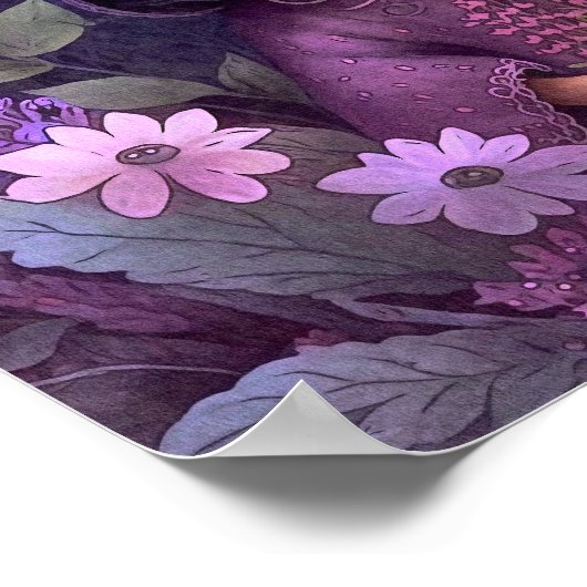 Mystic Woodland Paarse Fairy | Muurafdrukken Poster (Hoek)