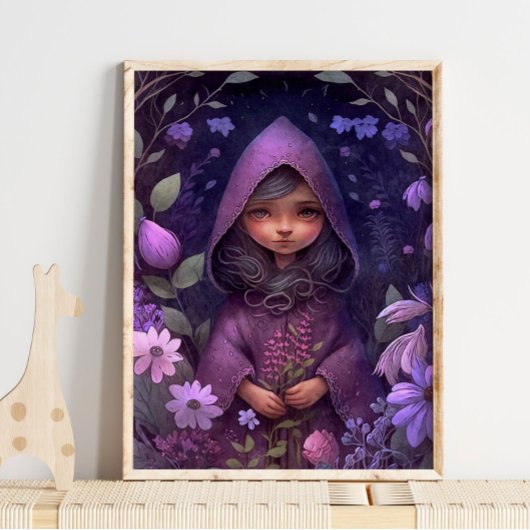 Mystic Woodland Paarse Fairy | Muurafdrukken Poster