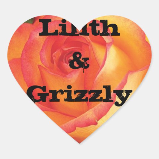 Mystic Yellow Rose Personalized Wedding Hart Sticker (Voorkant)