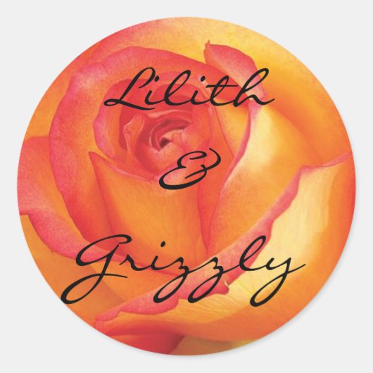 Mystic Yellow Rose Personalized Wedding Ronde Sticker (Voorkant)