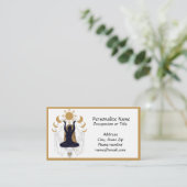 Mystic Zen Yoga Meditation Black Gold Moon Phases Visitekaartje (Staand voorkant)
