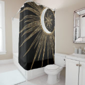 Mystic Zwart Goud Zon Maan Mandala Douchegordijn (In situ)
