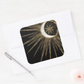 Mystic Zwart Goud Zon Maan Mandala Vierkante Sticker (Envelop)