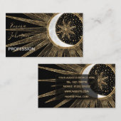 Mystic Zwart Goud Zon Maan Mandala Visitekaartje (Voorkant / Achterkant)