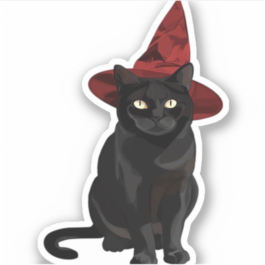 Mystic Zwarte Kat met Donkerrood Pet Classic T-shi Sticker (Voorkant)